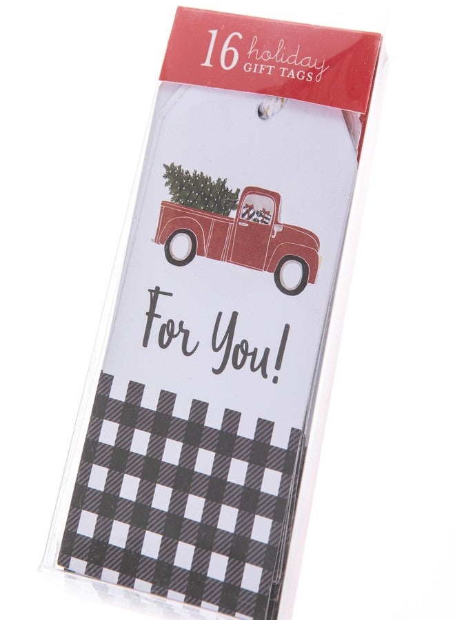 جرافيك بطاقات هدايا فردية بتصميم شاحنة مربعة (16 بطاقة، 2.5 بوصة × 5 بوصات) - تتضمن خيط خباز، مزينة ببريق شفاف، مثالية لتخصيص أكياس الهدايا والهدايا الموسمية. - Image 3